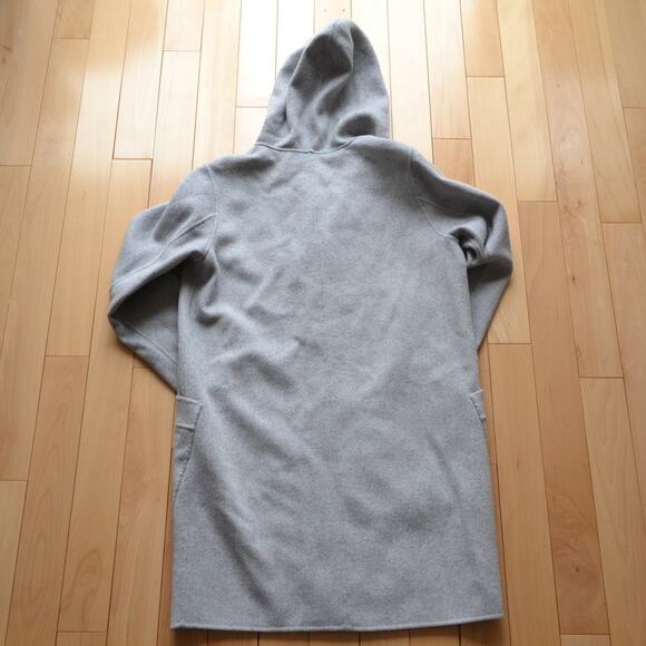Pret Pour Partir Wool Coat Hoodie Button Closure Size 38 Grey - Picture 4 of 6